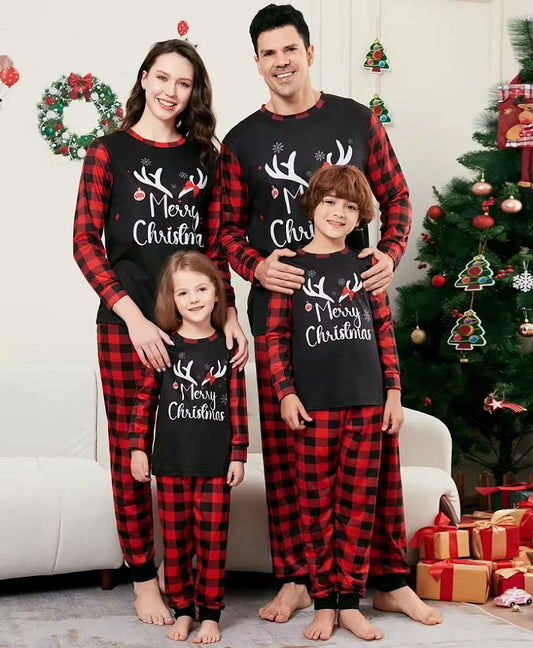 2024 Christmas Matching Family Pajamas Set – Merry Christmas Plaid Sleepwear