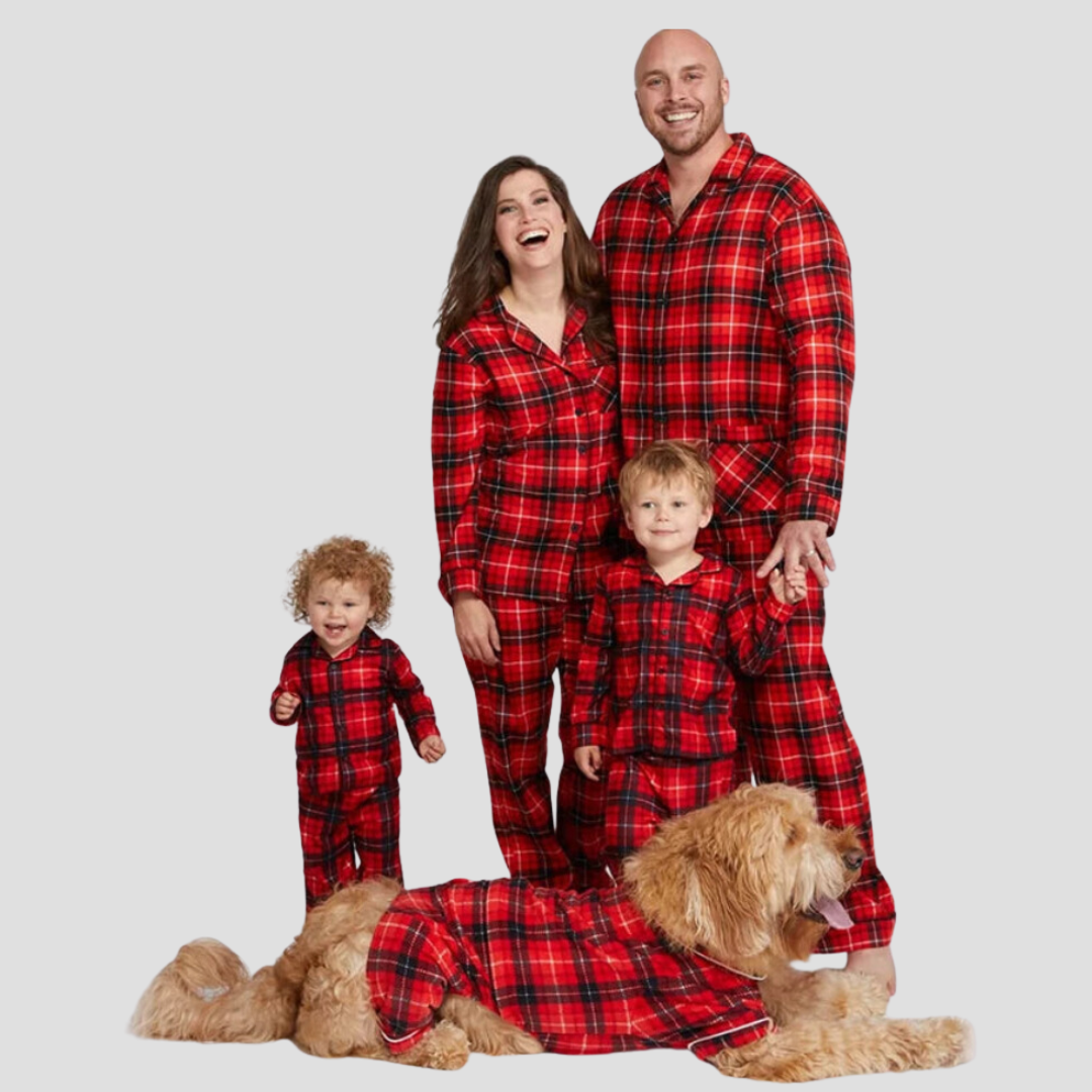 Christmas Plaid Family Matching Pajamas Set for Mother, Father, Baby, Kids, and Dog