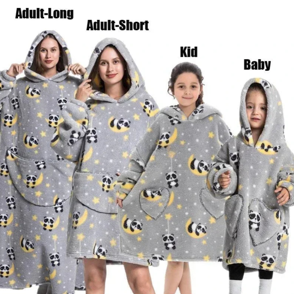 Oversized Winter Sherpa Hoodie Blanket – Family Matching Sweatshirt for Christmas