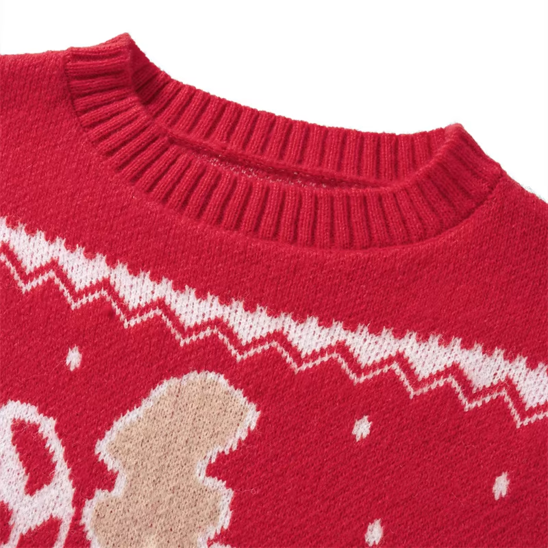 Family Matching Christmas Sweaters |Festive Elk Print Round Neck Pullover