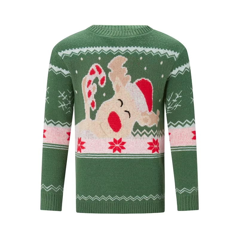 Family Matching Christmas Sweaters |Festive Elk Print Round Neck Pullover