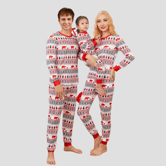 Family christmas pajamas 2024 Warm Soft Allover Print Pajamas Casual Loose Sleepwear Baby Dog Romper Xmas Look Pjs