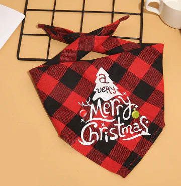 Christmas Plaid Pet Bandanas | "Santa’s Favorite" Edition