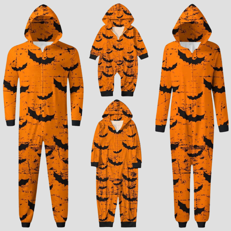 2024 Halloween Family Matching Bat Pajamas Set – Soft Sleepwear for Parents and Kids