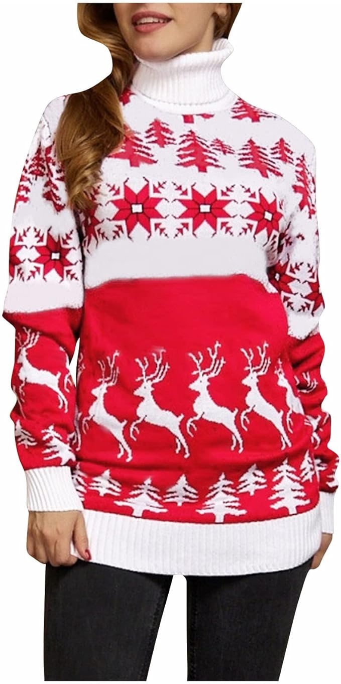 2024 Unisex Christmas Turtleneck Sweater – Cozy Knitwear for Couples