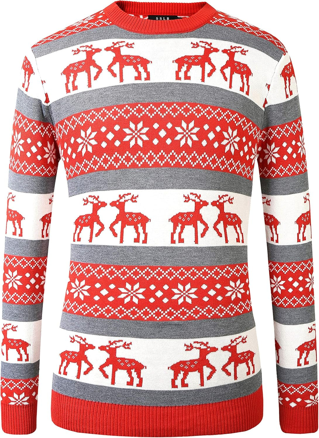 -Ugly-Christmas-Sweater-For-Mens-Funny Sweater Holiday Reindeer Knitted Pullover Crew Neck