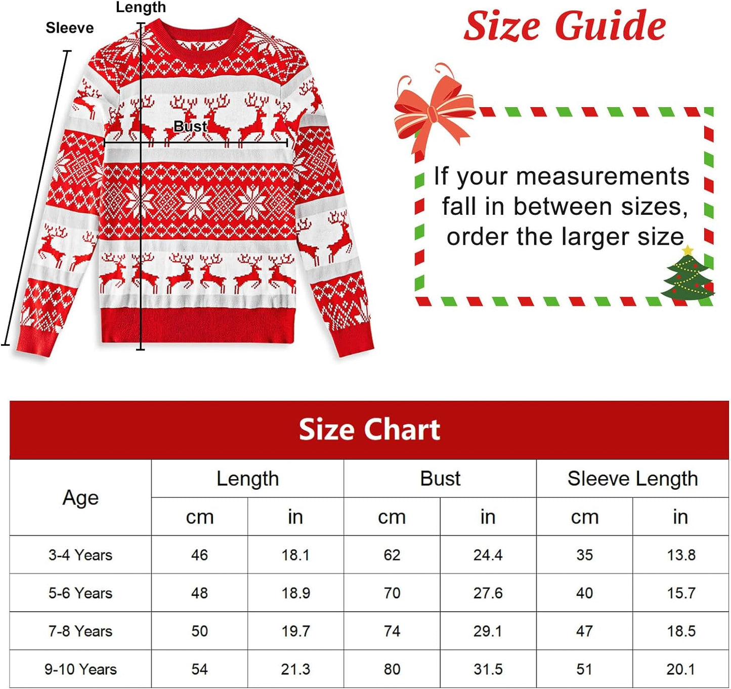 Kids Ugly Christmas Sweater Boys Girls Xmas Holiday Party Pullover Tops 3-12 Years