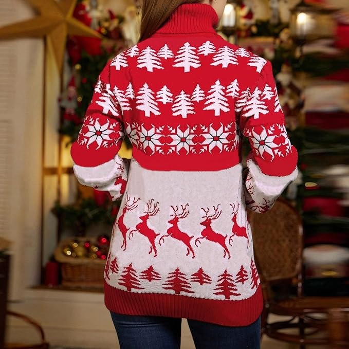 2024 Unisex Christmas Turtleneck Sweater – Cozy Knitwear for Couples