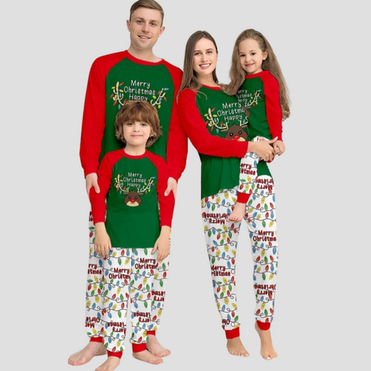 2024 Christmas Family Matching Pajamas Set – Cute Deer Print for Adults, Kids, Babies & Dogs