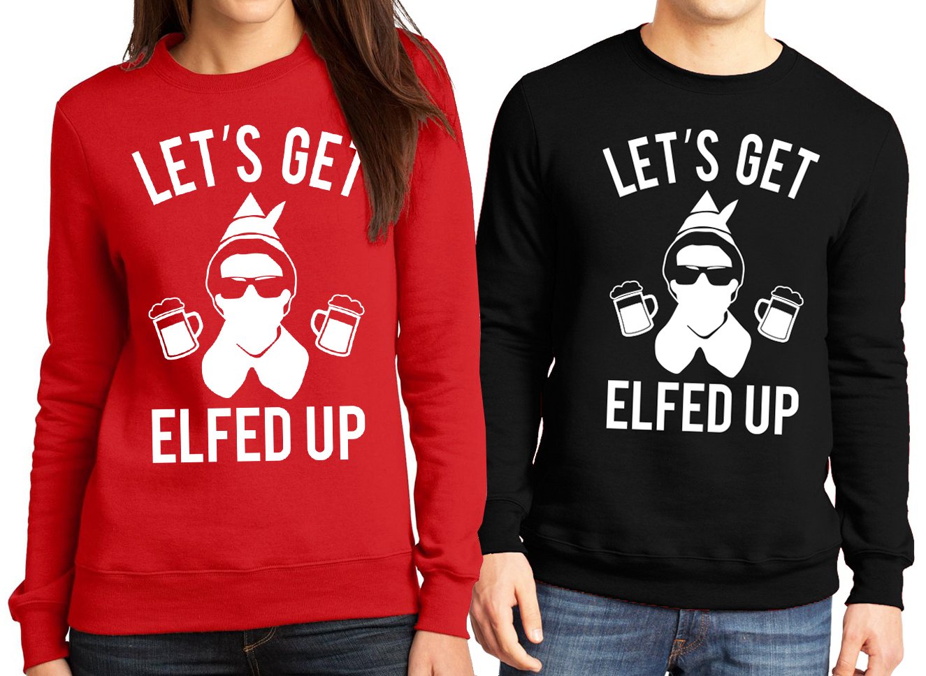 Let's Get Elfed Up Christmas Sweater Unisex Mugs Version - Pick Color