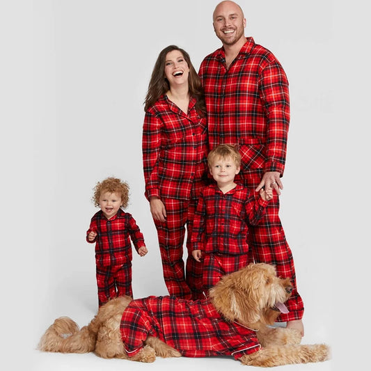 Christmas Plaid Family Matching Pajamas Set for Mother, Father, Baby, Kids, and Dog