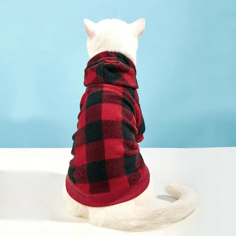 Plaid Winter Warm Pet Dog Cat Clothes Hoodies Sweater Clothing Puppy Coat Jacket Cute Puppy Outfit Pet Jacket Coat Clothing