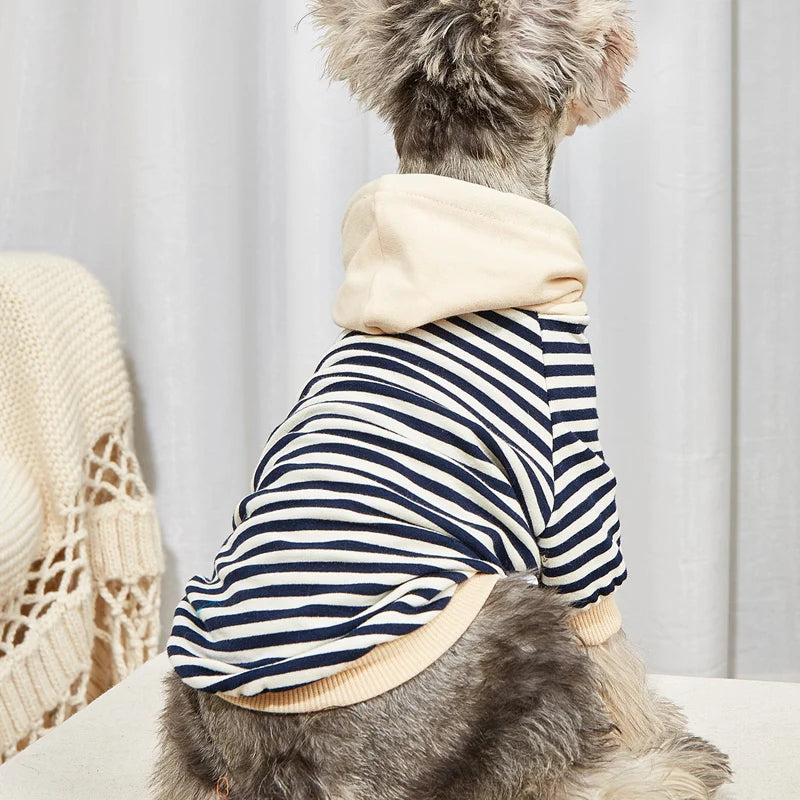 Pet clothes French Bulldog winter warm pet coat stripe Hoodie dog jacket cat dog clothing Chihuahua small and medium dog clothes