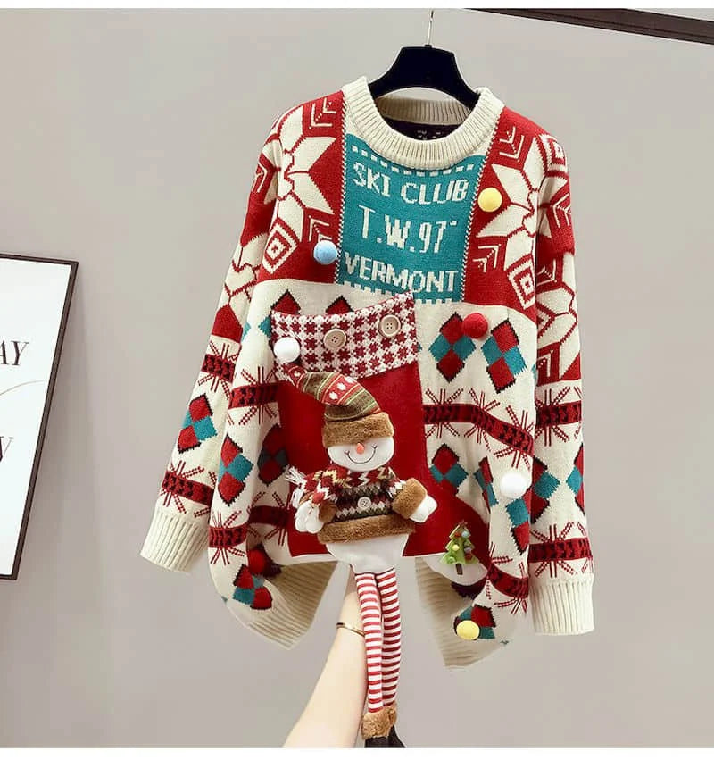 Christmas Day Sweater Women's Autumn Winter Long Thick Pullover 2024 New Hot Style Net Celebrity Fashion Casual Sweaters Gifts