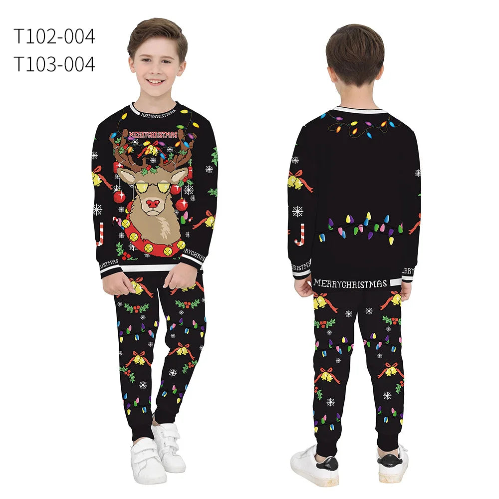 Alpaca Print Children's Ugly Christmas Sweater Set