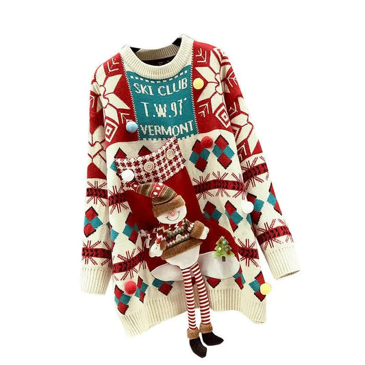 Women's Christmas Day Sweater – Casual Long Pullover for Autumn/Winter 2024