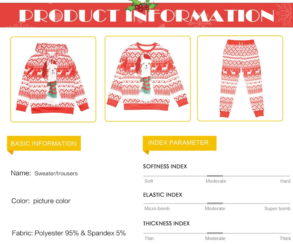 Alpaca Print Children's Ugly Christmas Sweater Set