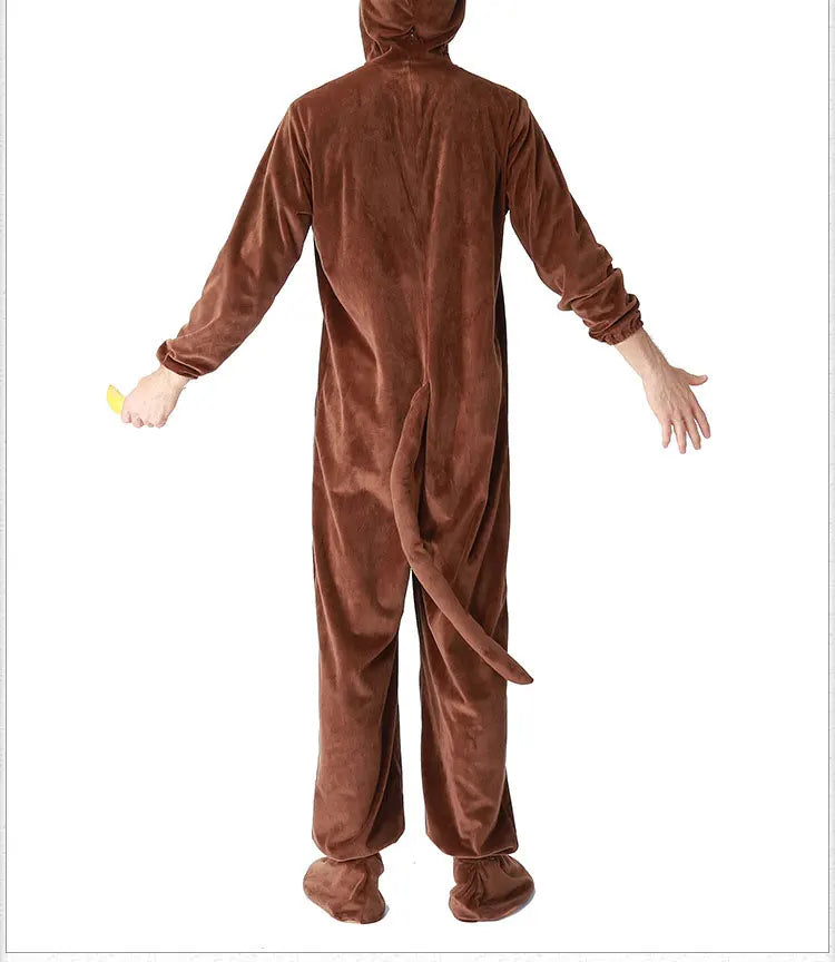 Halloween Family Matching Pajama Suit Animal Brown Monkey Cosplay Costume Funny Carnival Jumpsuit Kigurumis Adult Kid Men Women