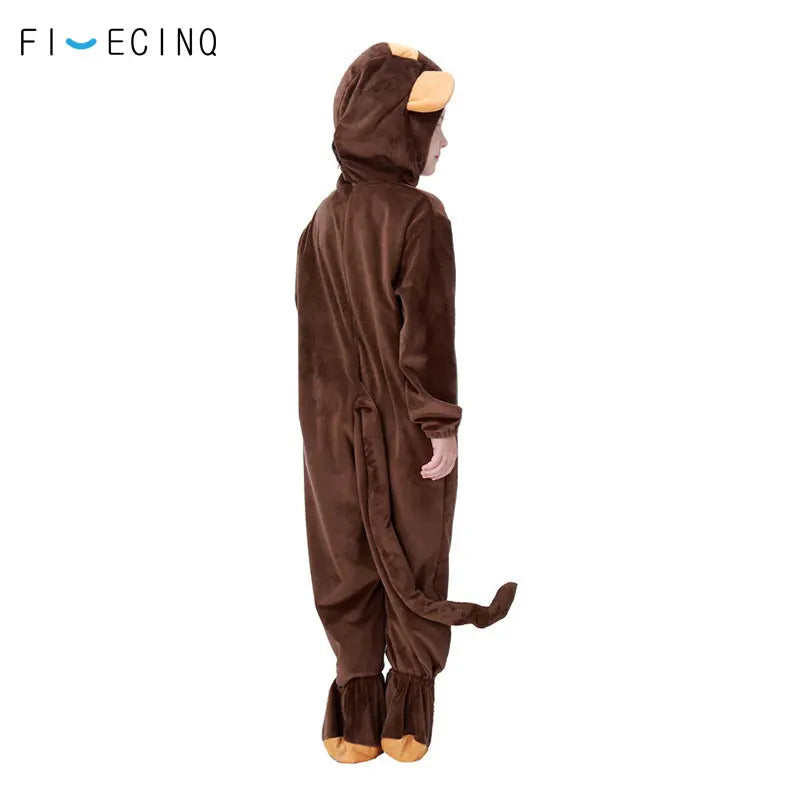 Halloween Family Matching Pajama Suit Animal Brown Monkey Cosplay Costume Funny Carnival Jumpsuit Kigurumis Adult Kid Men Women