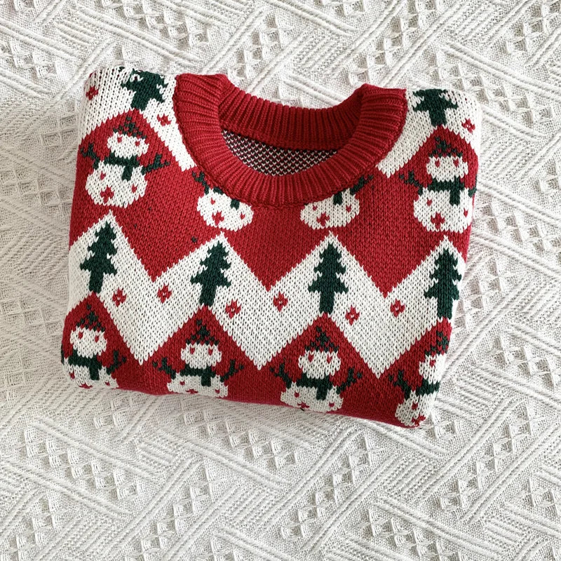 1-7Yrs Christmas Snowman Kids Girls Long Sleeve Knit Sweater New 2020 Autumn Winter Baby Kids Girls Pullover Sweaters