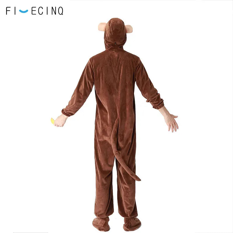 Halloween Family Matching Pajama Suit Animal Brown Monkey Cosplay Costume Funny Carnival Jumpsuit Kigurumis Adult Kid Men Women