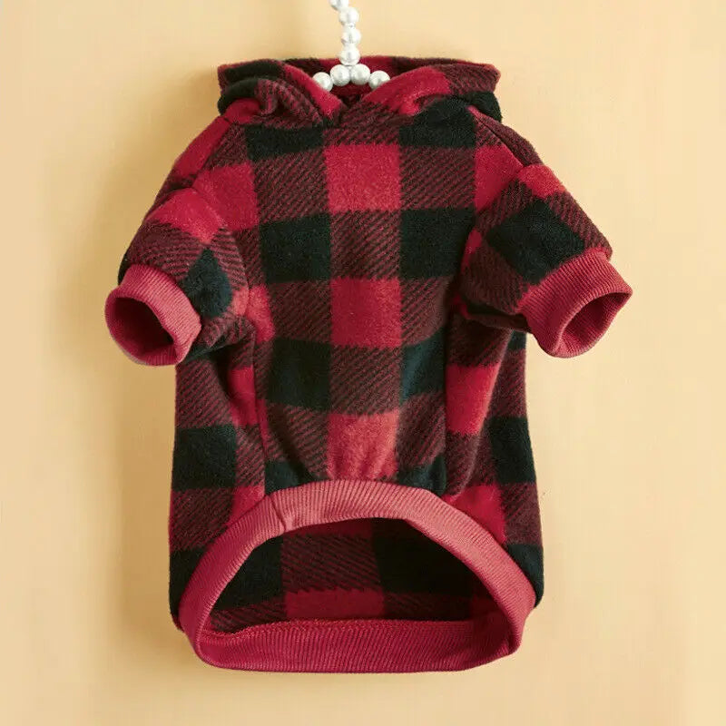 Plaid Winter Warm Pet Dog Cat Clothes Hoodies Sweater Clothing Puppy Coat Jacket Cute Puppy Outfit Pet Jacket Coat Clothing