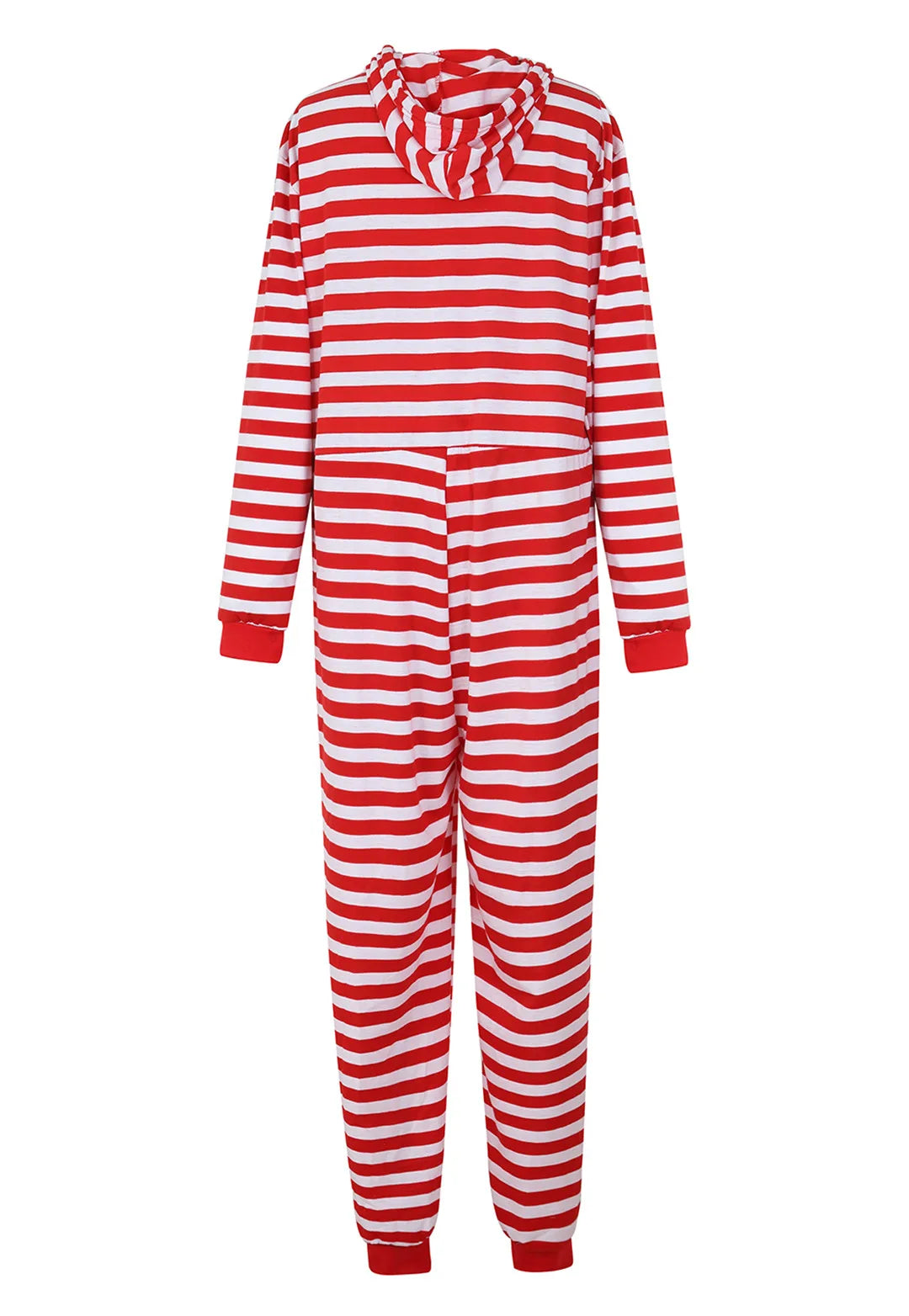 Couple Pajamas Onesies Adult Hooded Jumpsuit for Women Zipper Stripes Pajamas Family Christmas Costumes S-XXLPlus Size Red White