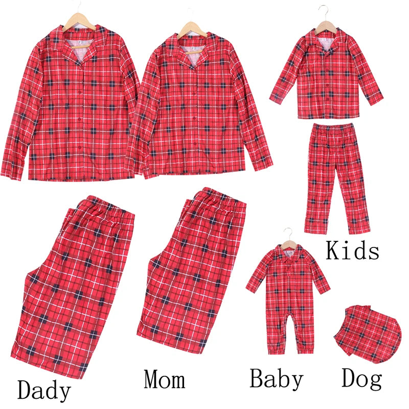 Christmas Plaid Family Matching Pajamas Set for Mother, Father, Baby, Kids, and Dog