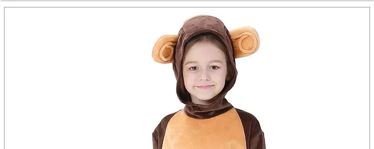 Halloween Family Matching Pajama Suit Animal Brown Monkey Cosplay Costume Funny Carnival Jumpsuit Kigurumis Adult Kid Men Women