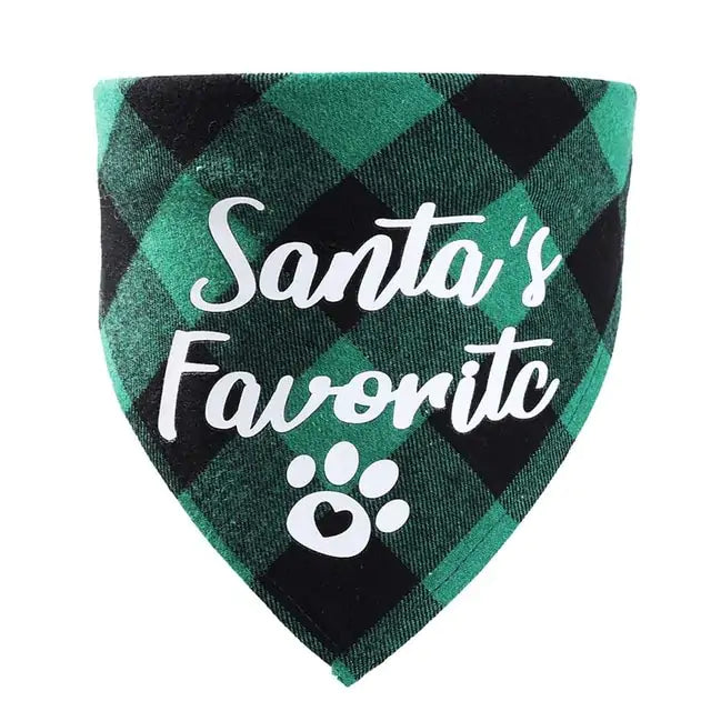 Christmas Plaid Pet Bandanas | "Santa’s Favorite" Edition