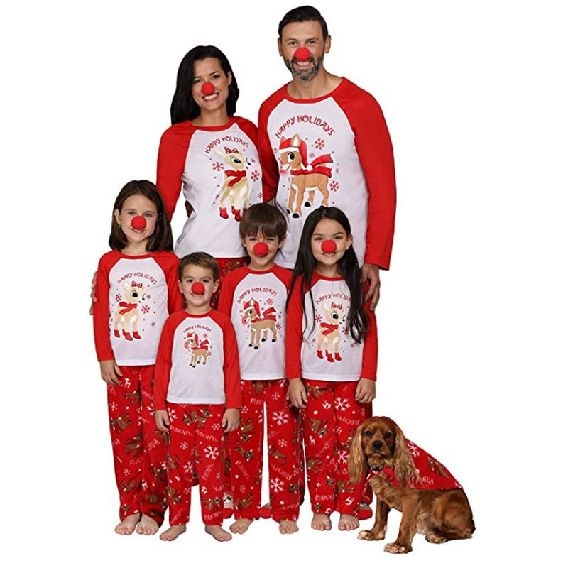 Christmas Cartoon Print Red Family Pajama Set|Pawxmasduo