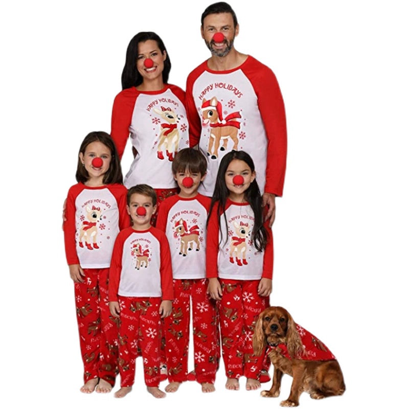 Christmas Cartoon Print Red Family Pajama Set|Pawxmasduo