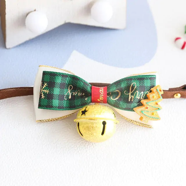 Festive Christmas Pet Collar Bow Tie | Adorable Holiday Accessory for Dogs & Cats