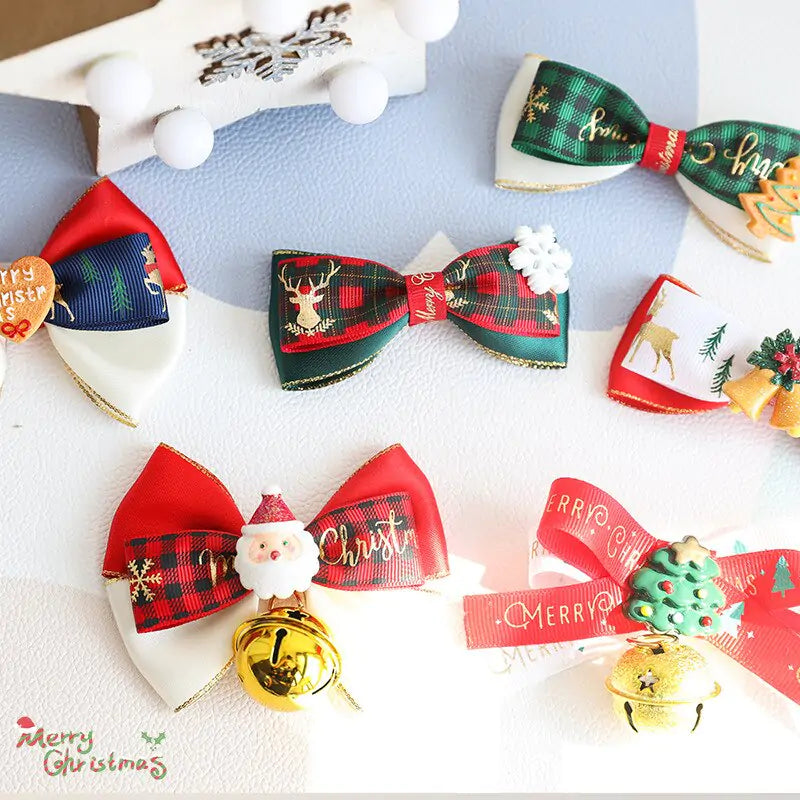 Festive Christmas Pet Collar Bow Tie | Adorable Holiday Accessory for Dogs & Cats