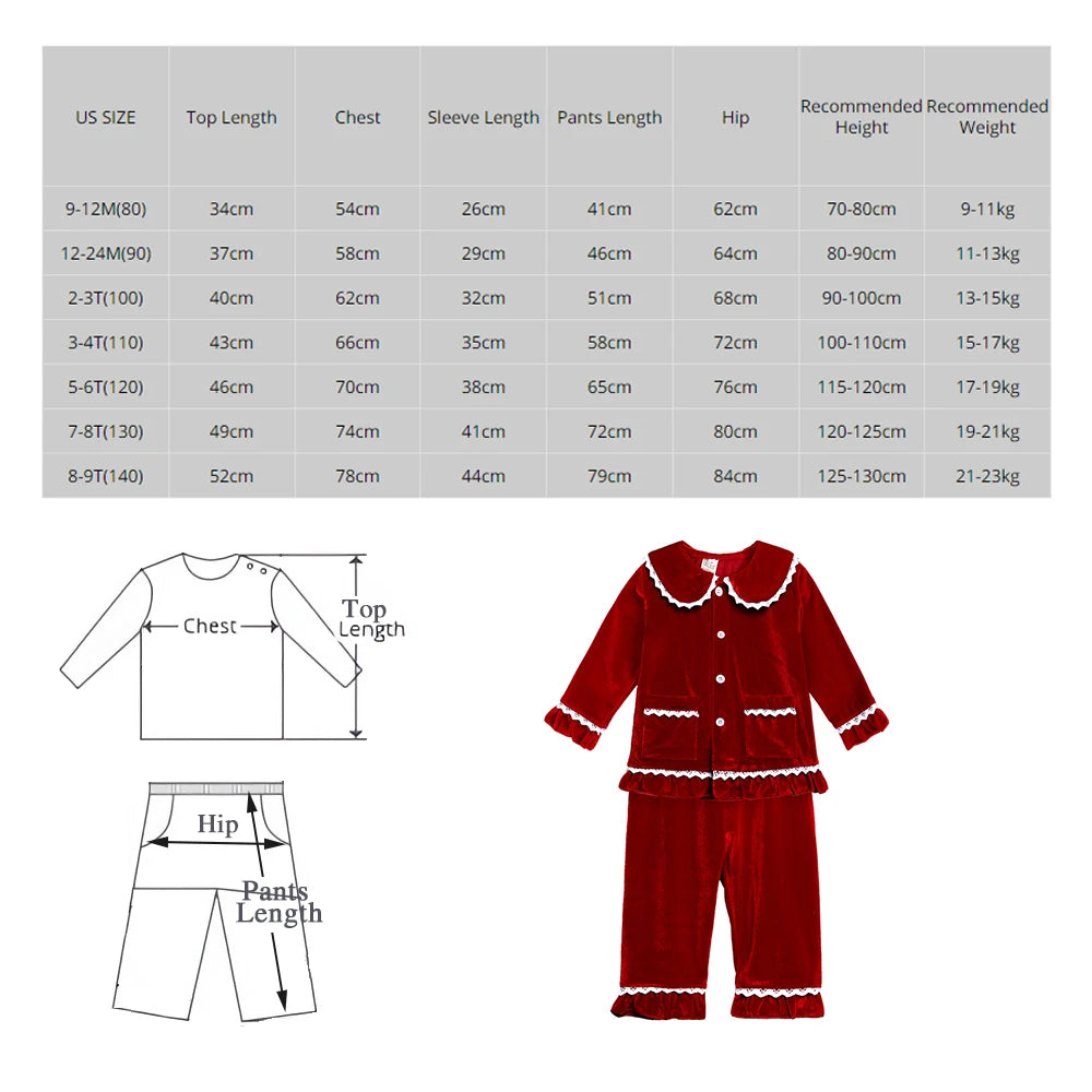 2024 Christmas Pyjamas For Kids Red Velvet Warm Clothes Family Match Boy Girl Dress Robes Xmas Set Children Pajamas Costume