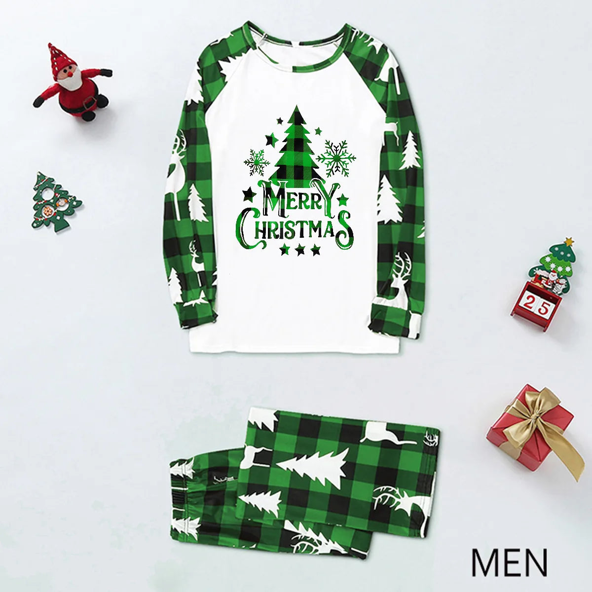 Christmas Family Matching Pajama Set, Mom Dad Kids 2-Piece Sleepwear, Baby Rompers