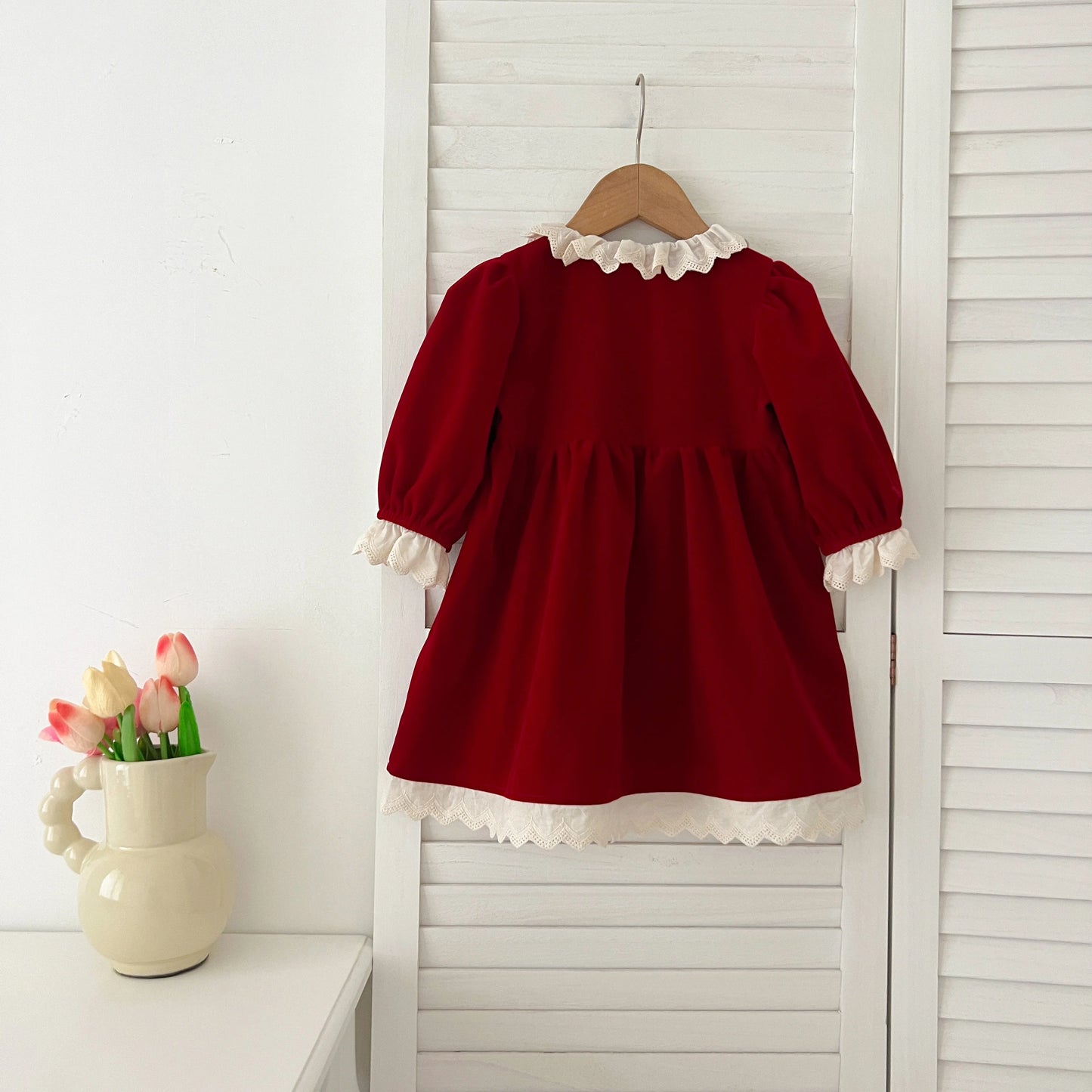 Fashion Christmas Party Dress Baby Girl Lace Princess Ruffle Satin Finish Dress Christmas Holiday Autumn Winter Wear Kids Girl