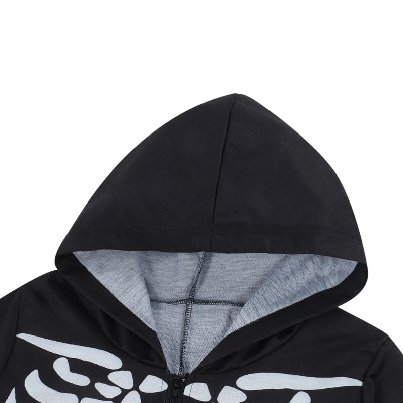 Black  Halloween Onesie, Hooded Zip-Up One-Piece Pajamas