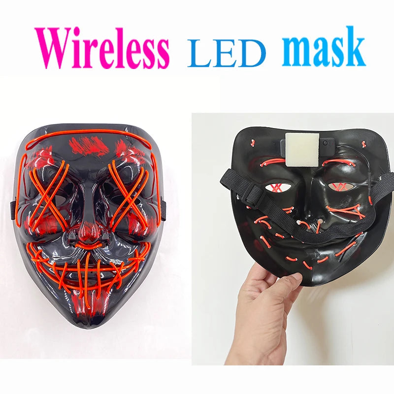 Halloween LED Purge Neon Light Up Mask with LED Gloves for Cosplay