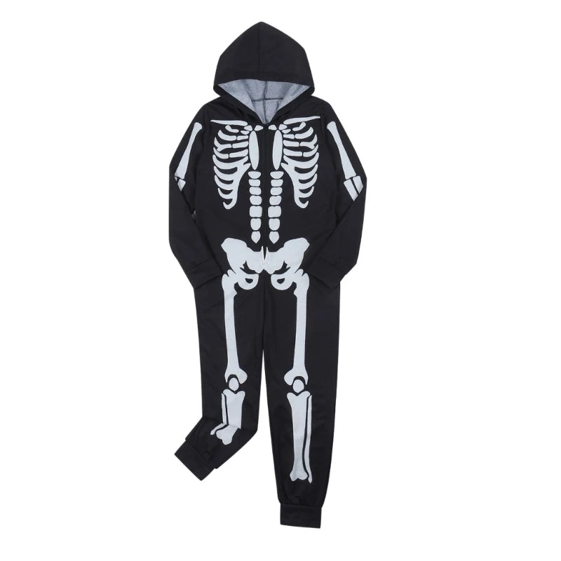 Black  Halloween Onesie, Hooded Zip-Up One-Piece Pajamas