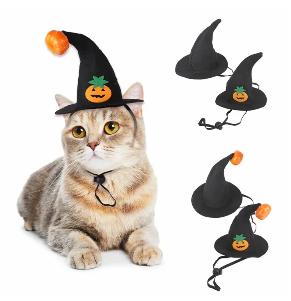 Halloween Small Pets Clothes Hat Bat Wings Funny Cat Dog Cosplay Costume Artificial Wing with Pumpkin Bells Halloween Supplies