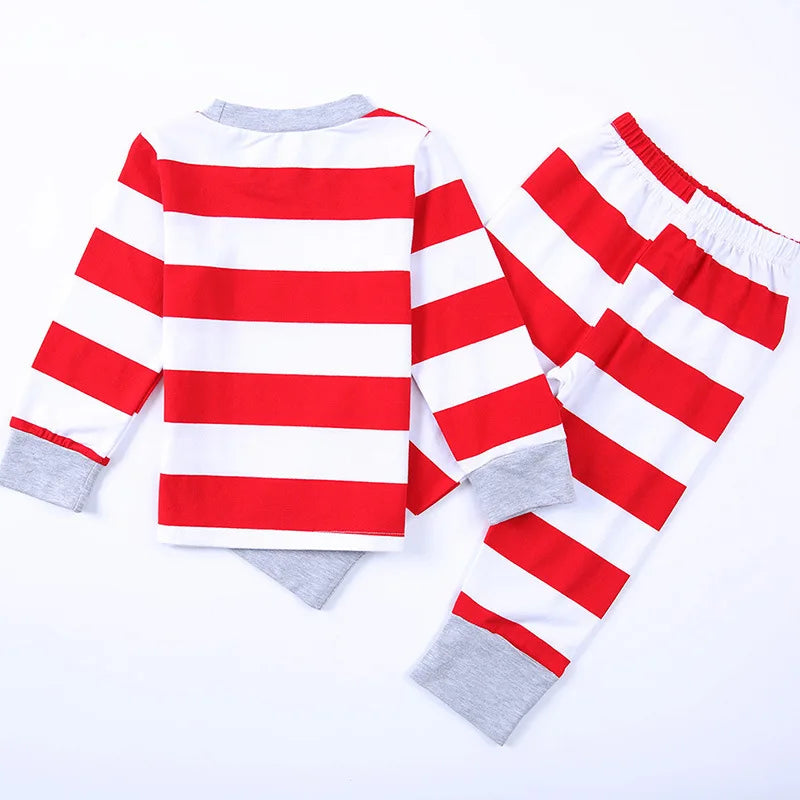 Christmas Family Matching Pajamas Set for Mom, Kids, and Baby – Cute Striped Sleepwear for Xmas