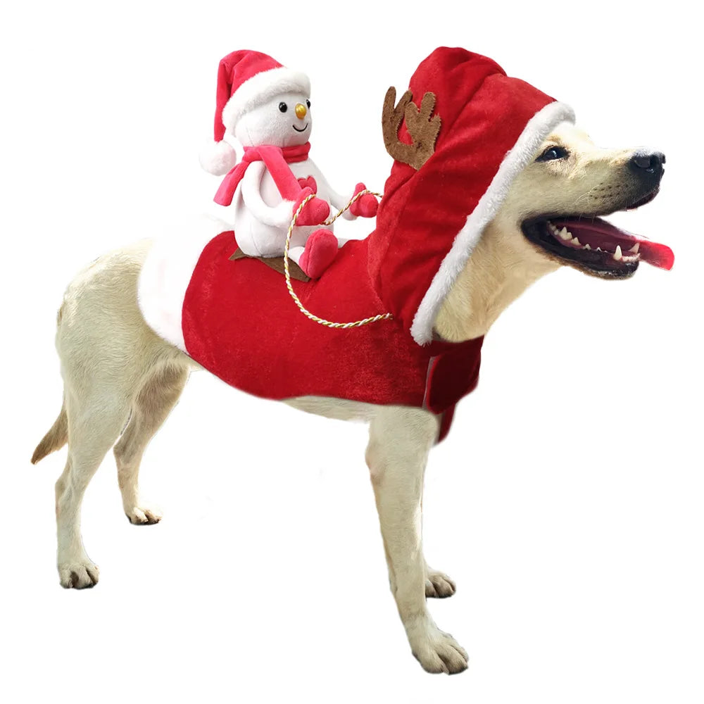 Creative Christmas Dog Costume Funny Christmas Santa Claus Riding on Dog Pet Cat Holiday Outfit Clothes Dressing Xmas