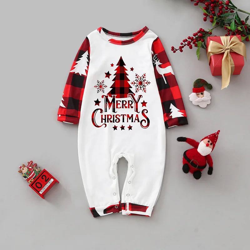 Christmas Family Matching Pajama Set, Mom Dad Kids 2-Piece Sleepwear, Baby Rompers