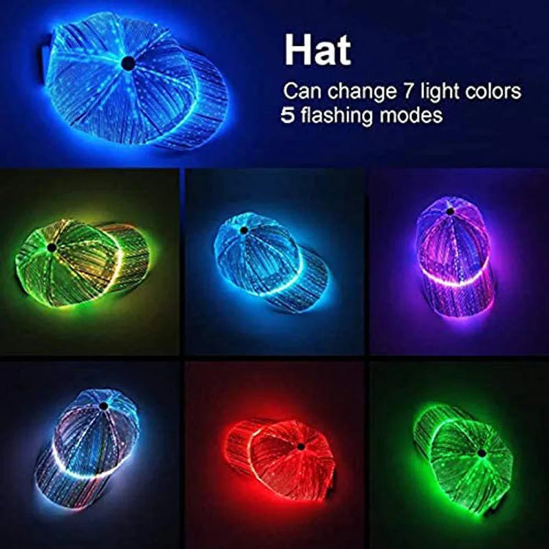 LED Light Up Baseball Hat - Flashing Pumpkin Cap for Halloween, Rave Parties, and Cosplay Costumes