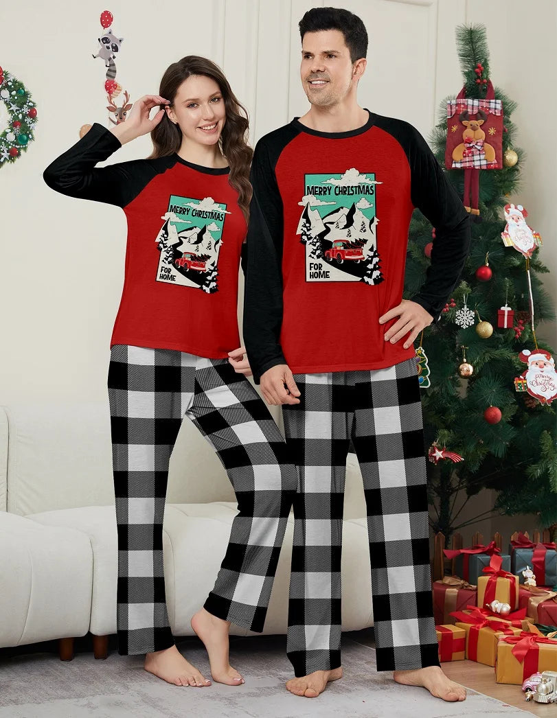 2024 Xmas Family Matching Pajamas Merry Christmas Picture Printed Adult Kid Baby Family Matching Outfits Christmas Family Pj's