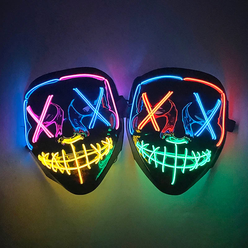 Halloween LED Purge Neon Light Up Mask with LED Gloves for Cosplay