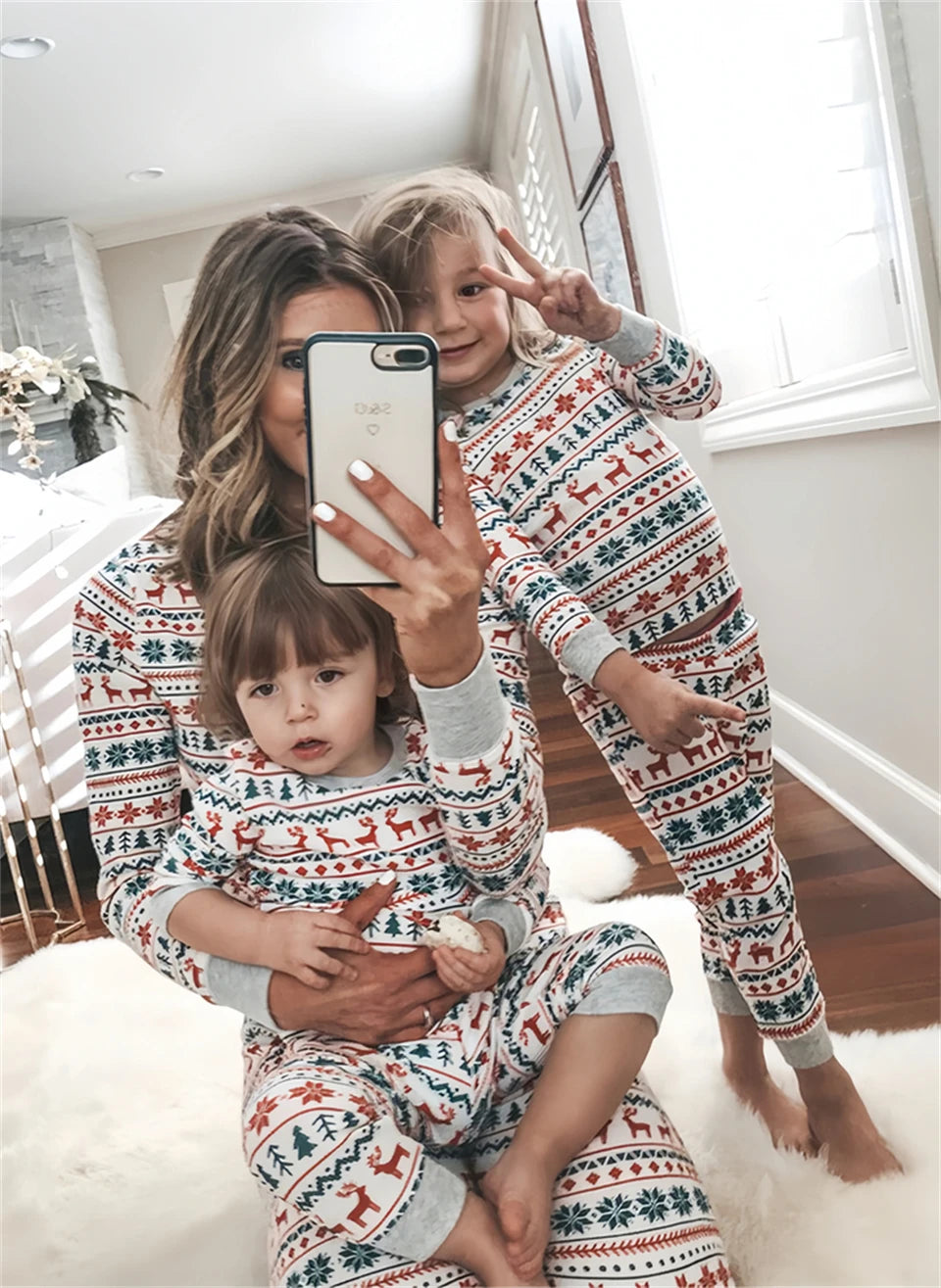 Hot Sall Winter Christmas Pajamas Set Mother Kids Look Loungewear Pjs Baby Pyjamas Children's Family Matching Outfits Sleepwear