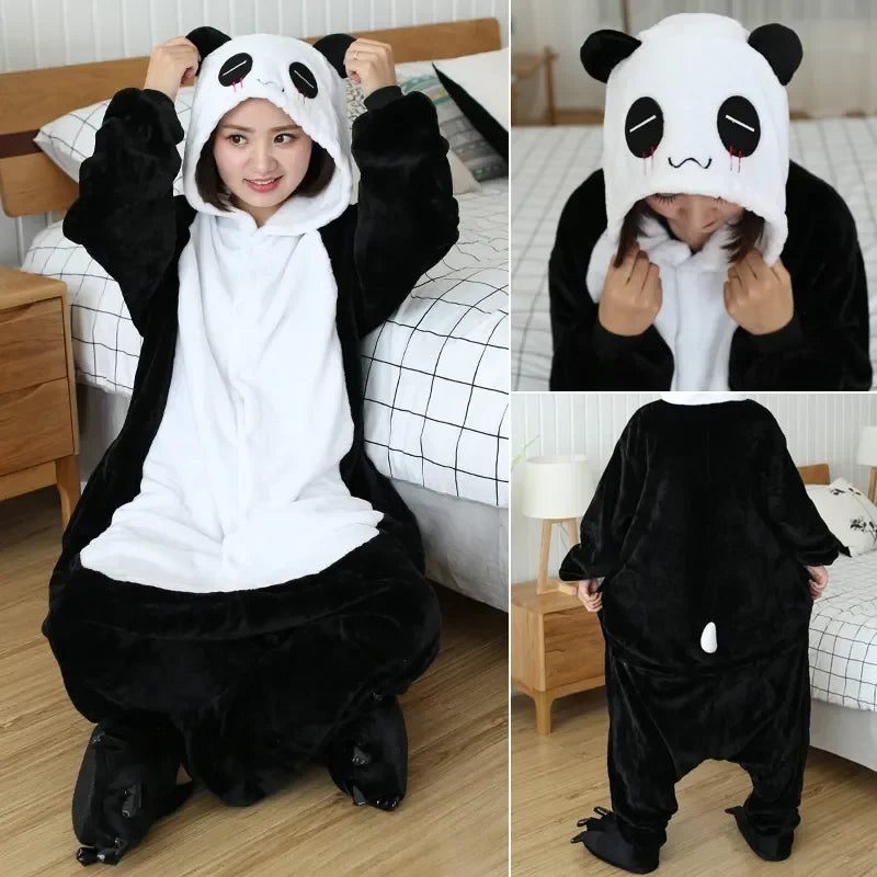 Unisex Anime Onesies – Hooded Flannel Jumpsuits for Family Matching Pajamas