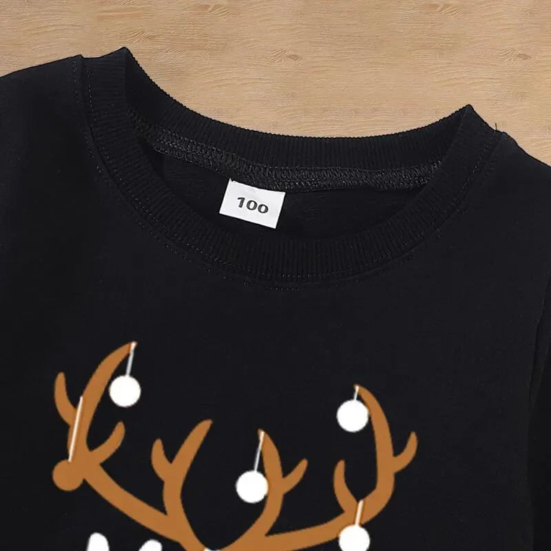 Baby Kids Winter Sweaters Christmas Family Matching Outfits Xmas T Shirt Deer Sweatshirt Mother Father Daughter Son Set